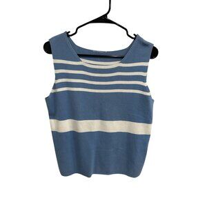 Womens Striped Sleeveless Knit Casual Tank Top Size Large Casual Minimalist